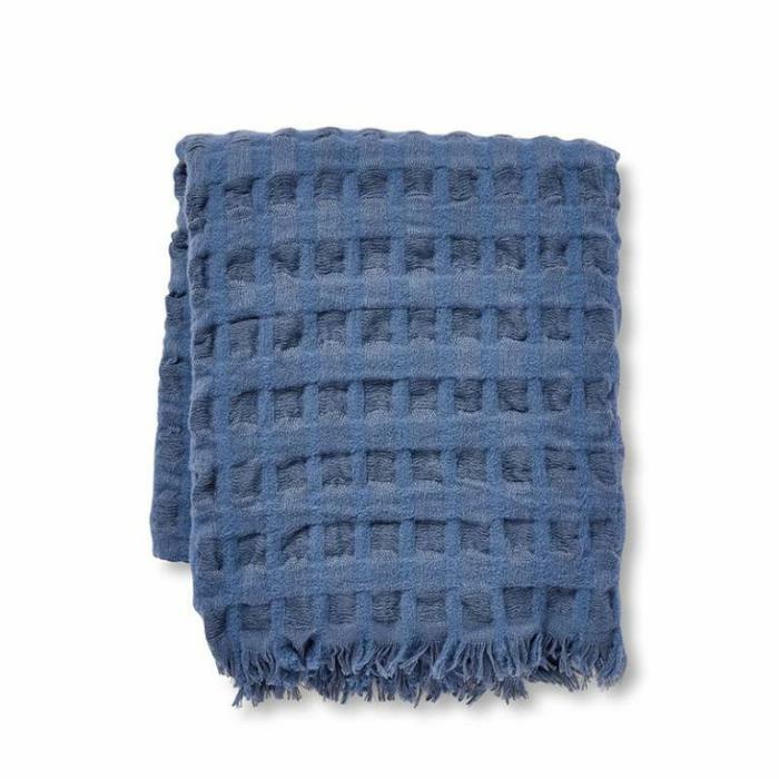 Cushions |  Blake Waffle Washed Blue Throw Cushions Blue