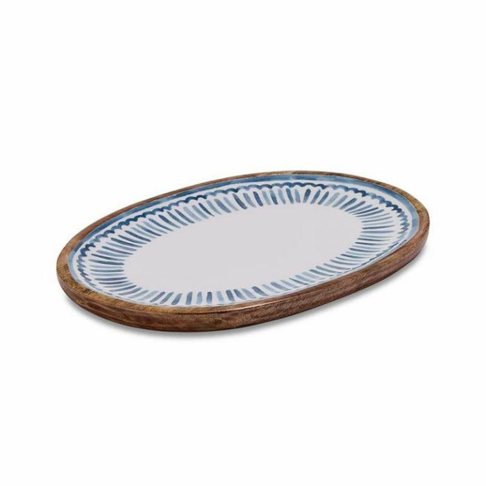 Home Accessories |  Capri Border Oval Platter Home Accessories Blue