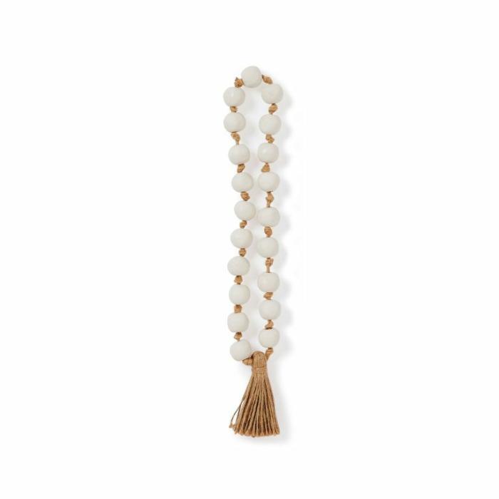 Home Accessories |  Ceramic Beads With Jute Tassel White Home Accessories Home Accessories