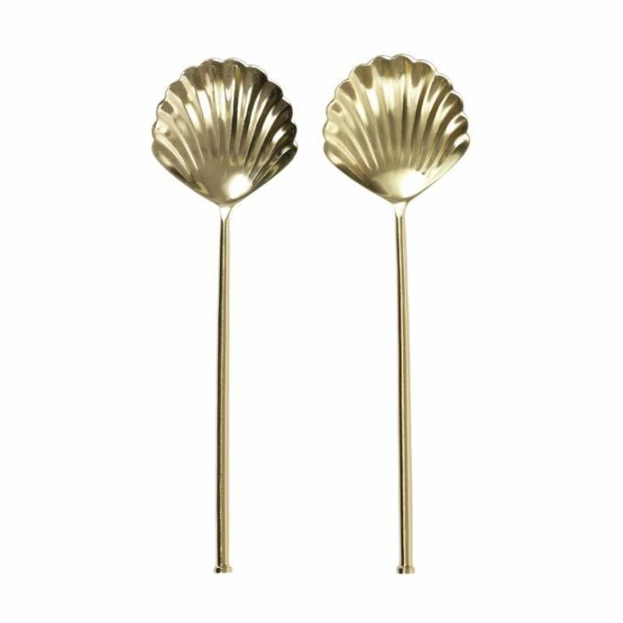 Home Accessories |  Clam Salad Servers Gold Set Home Accessories Gold