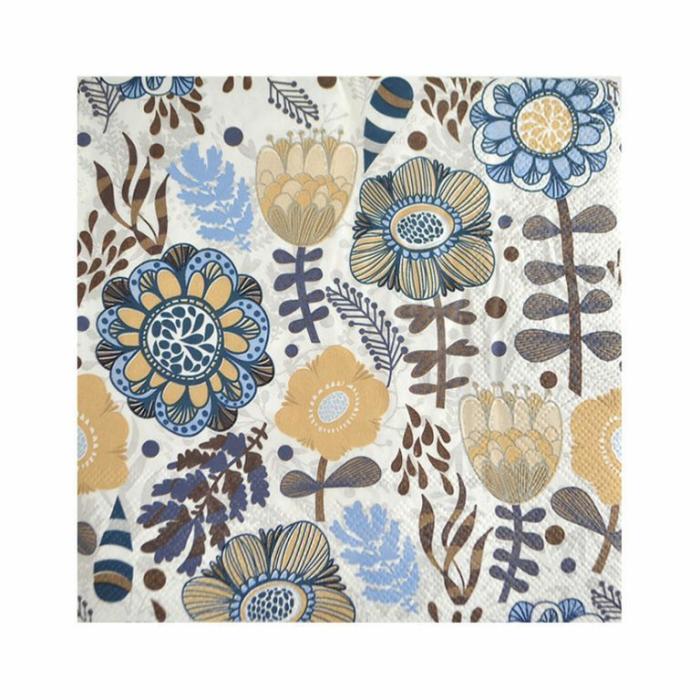 Home Accessories |  Folk Floral Napkin Blue Pack Home Accessories Blue