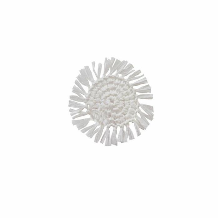 Home Accessories |  Fringe Coaster Round White Home Accessories Home Accessories