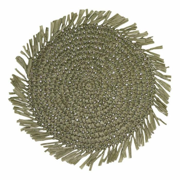 Home Accessories |  Fringe Placemat Round Green Home Accessories Green