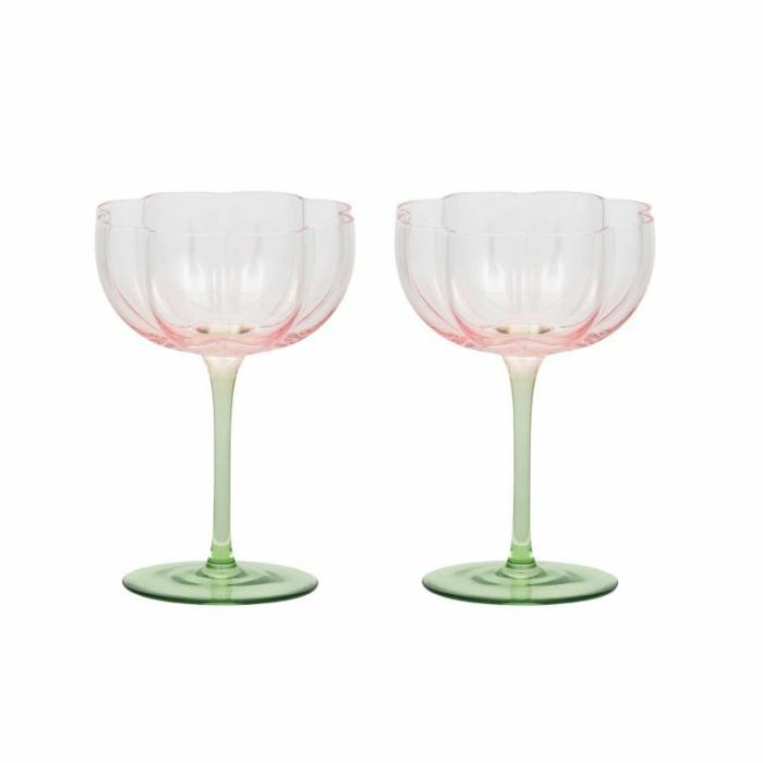 Home Accessories |  Lotti Tulip Glasses Set Of 2 Pink/Green Home Accessories Home Accessories