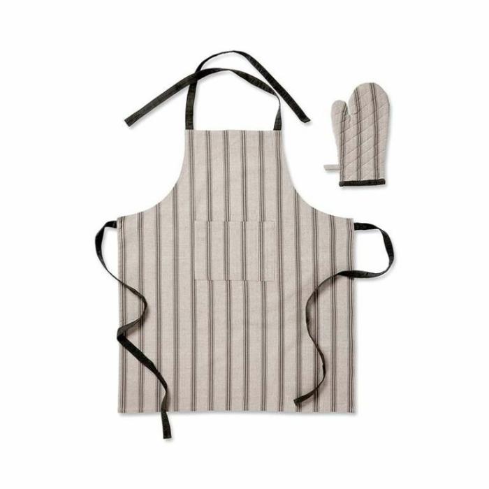 Home Accessories |  Macedon Charcoal Stripe Apron Set Home Accessories Charcoal