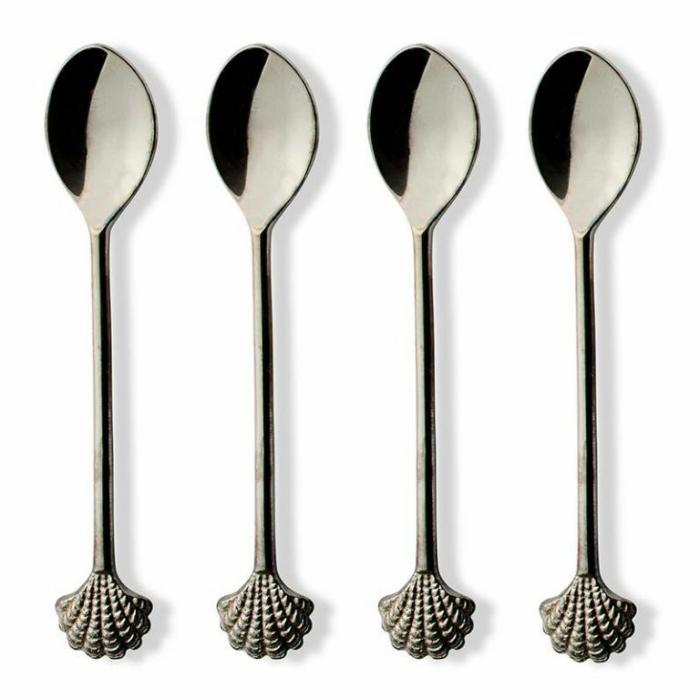 Home Accessories |  Scallop Shell Silver Spoon Set Of 4 Home Accessories Home Accessories