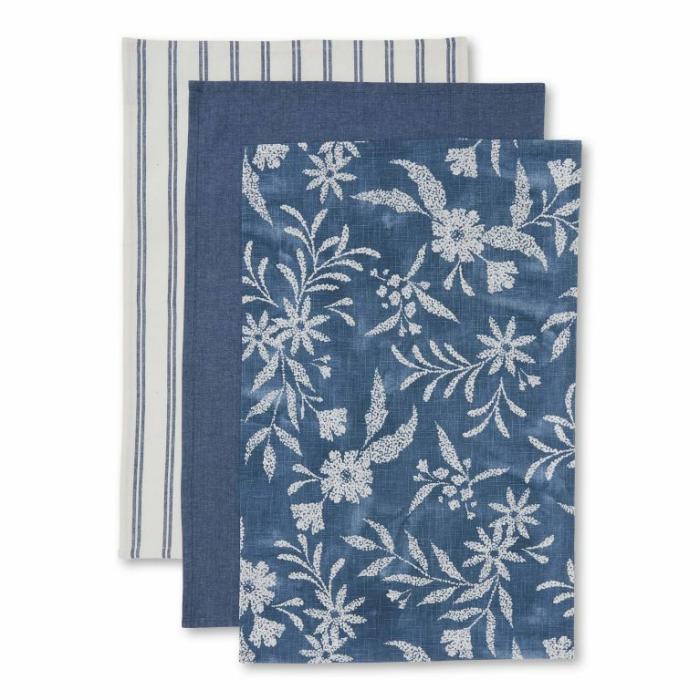 Home Accessories |  Seville Tea Towel Set Of 3 Blue Home Accessories Blue