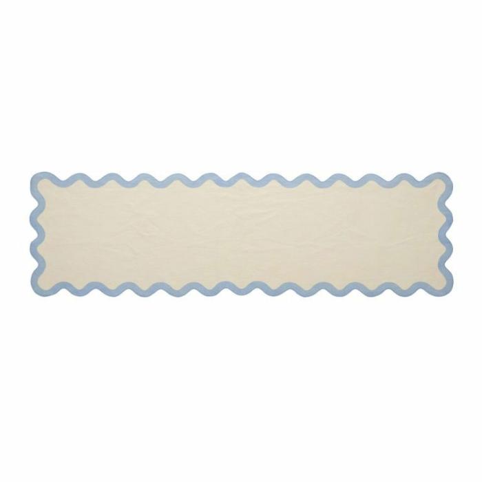 Home Accessories |  Virgo Cotton Table Runner Ivory/Blue Home Accessories Home Accessories