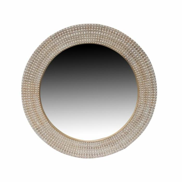 Wall Decor |  Priya Carved Round Mirror Homewares Natural