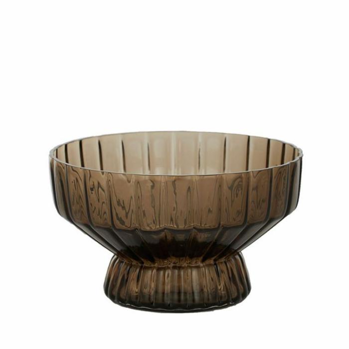 Home Accessories |  Birk Glass Foot Bowl Brown Home Accessories Brown